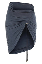 JACQUEMUS Le Jupe Espelho Court Cut Out Asymmetric Drawcord Navy Skirt - House Of Huntington