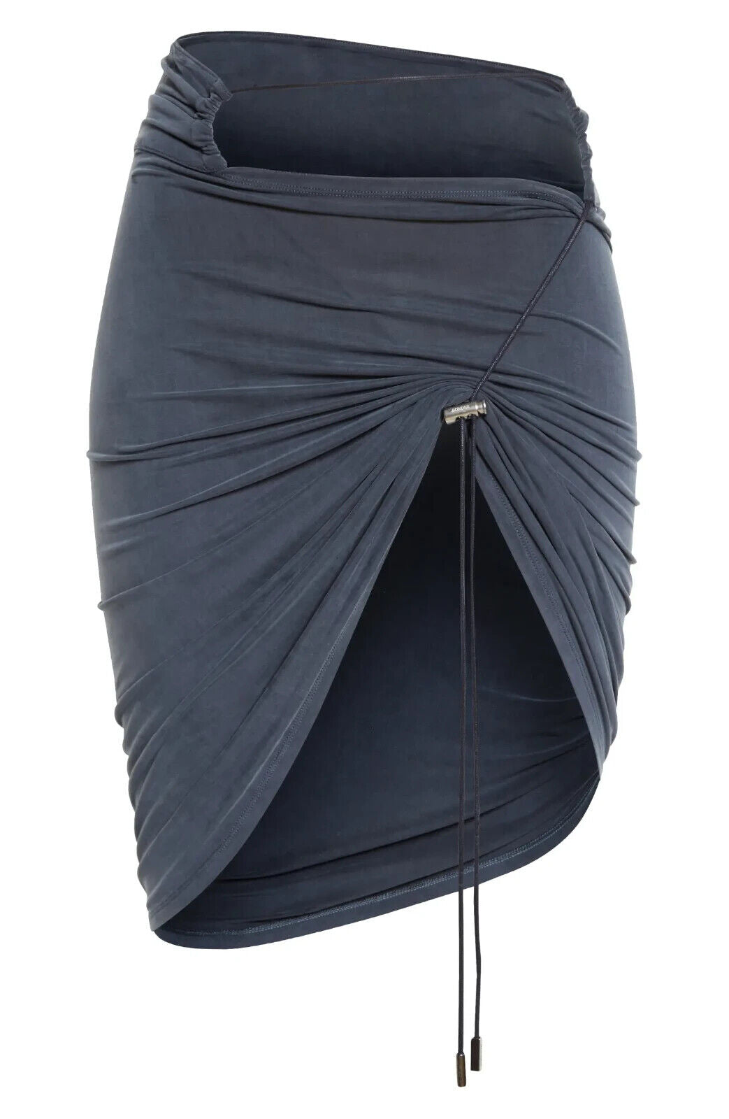 JACQUEMUS Le Jupe Espelho Court Cut Out Asymmetric Drawcord Navy Skirt - House Of Huntington