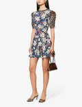 RIXO Dion Contrast Print Floral Leopard Silk Mini Dress - House Of Huntington