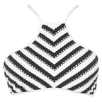 Seafolly Tankini Tank Top Bikini Black & White Coast To Coast With High Neck - House Of Huntington