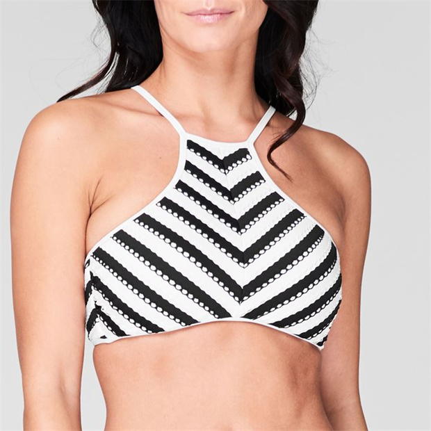 Seafolly Tankini Tank Top Bikini Black & White Coast To Coast With High Neck - House Of Huntington