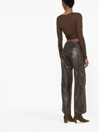MIAOU Elias Faux Leather Brown Cargo Trousers - House Of Huntington