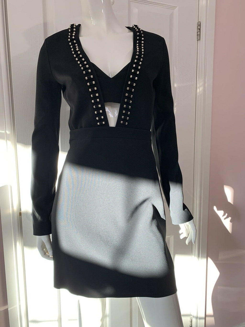 DAVID KOMA Black Tube Detail V-Neck Long Sleeve Dress - House Of Huntington