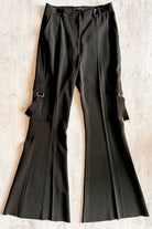 DAVID KOMA Black Cargo Pocket Detail Flared Utility Style Trousers - House Of Huntington