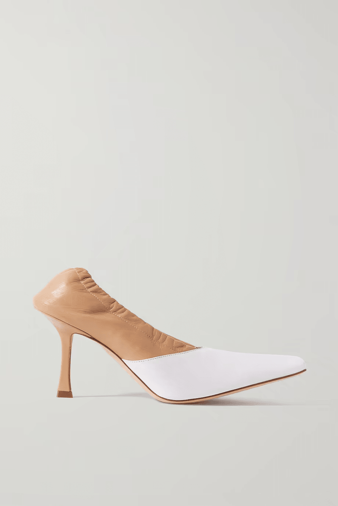 A.W.A.K.E. Mode Awake Gertrud Two-Tone White Beige High Heel Pumps - House Of Huntington