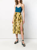 Rixo London Georgia Gold Shell Chain Print Slit Leg Silk Midi Skirt - House Of Huntington