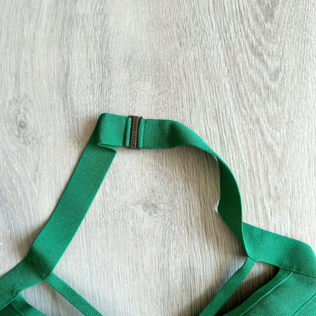 HERVE LEGER Emmalie Green Bandage Halterneck Club Party Swimsuit - House Of Huntington