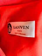 LANVIN Red Sheer Sleeve Drape Detail Long Gown