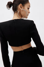 MONOT Black Cropped Cut Out Top - House Of Huntington