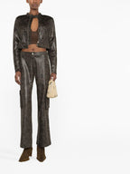 MIAOU Elias Faux Leather Brown Cargo Trousers - House Of Huntington