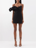 JACQUEMUS La Duna Ruffled Trim Mini Little Black Dress