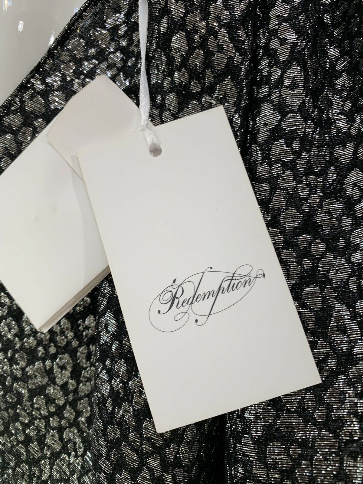 REDEMPTION Metallic Jacquard High Neck One Shoulder Dress - House Of Huntington