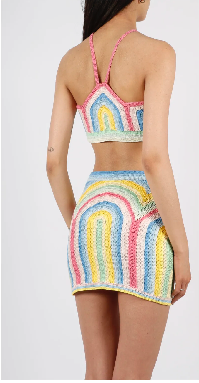 CASABLANCA Tennis Club Pastel Crochet Arch Gradient Top - House Of Huntington