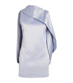 16ARLINGTON Lilac Satin Blair Evening Draped Mini Dress - House Of Huntington