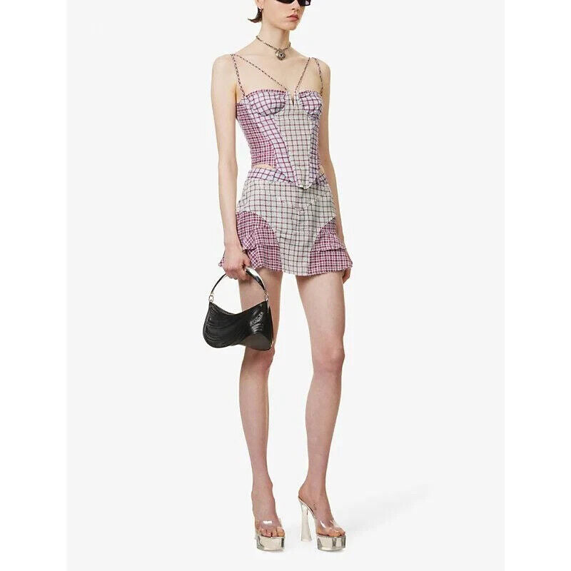 MIAOU Aphex Bristol Check Corset Grunge Core Top - House Of Huntington