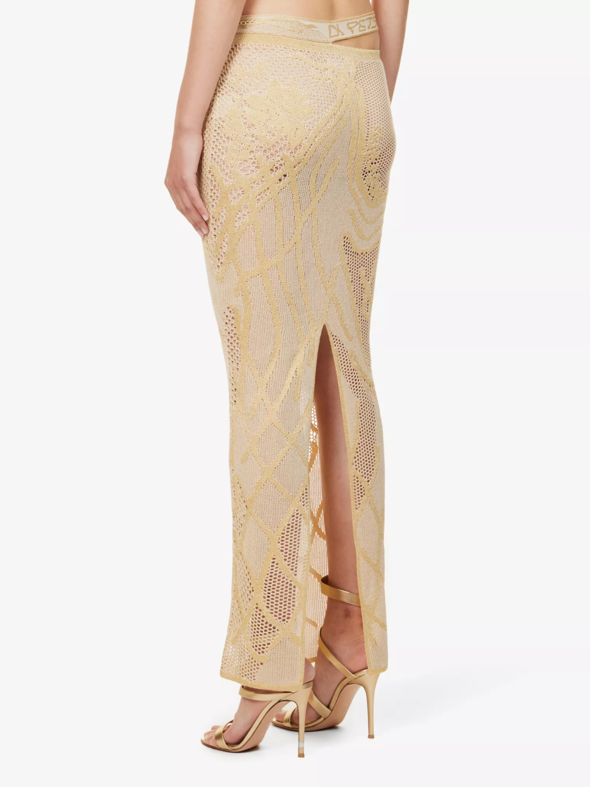DI PETSA Birthing Venus Low Rise Pattern Beige Crochet Knit Skirt - House Of Huntington