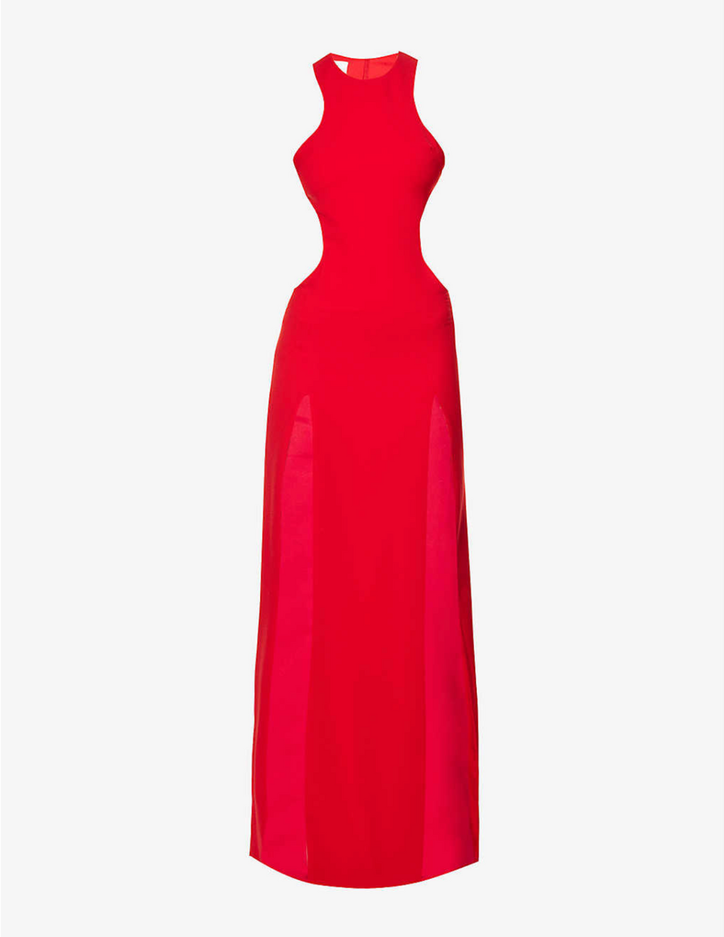 MONOT Red Split Slit Leg Open Back Cut Out Woven Evening Gown Dress - House Of Huntington