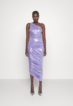 NORMA KAMALI Diana Ruched Stretch Woven Shiny Maxi Gown Dress - House Of Huntington