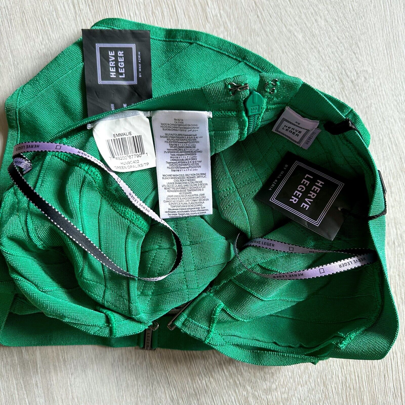 HERVE LEGER Emmalie Green Bandage Halterneck Club Party Swimsuit - House Of Huntington