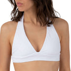 Pain De Sucre White Floral Woven Bikini Top in MITA - House Of Huntington