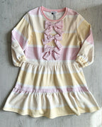 OLIVIA RUBIN Striped Pink Bow Detail Angel Coquette Aesthetic Dress - House Of Huntington