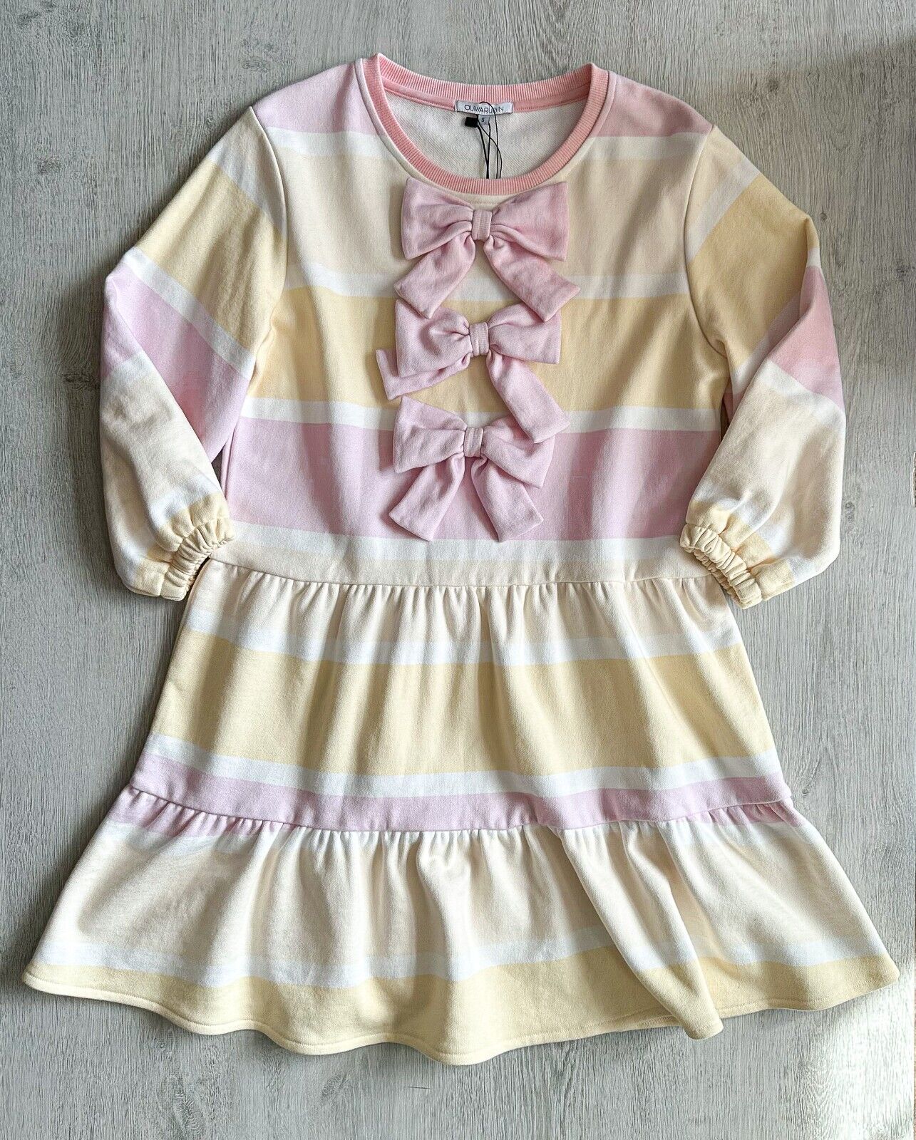 OLIVIA RUBIN Striped Pink Bow Detail Angel Coquette Aesthetic Dress - House Of Huntington