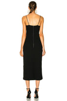 DAVID KOMA Side Panel Midi Slit Leg Black Strappy Dress - House Of Huntington