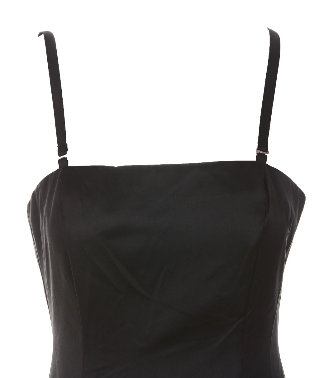 ROTATE Leiza Black Ruffled Satin Oversized Bow Details Mini Dress - House Of Huntington