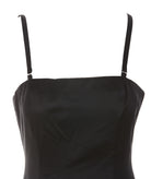 ROTATE Leiza Black Ruffled Satin Oversized Bow Details Mini Dress - House Of Huntington