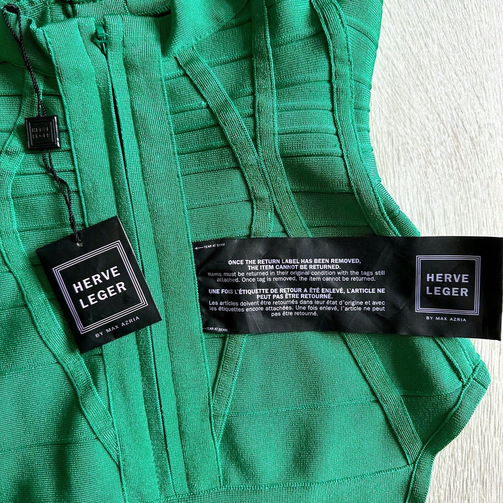 HERVE LEGER Emmalie Green Bandage Halterneck Club Party Swimsuit - House Of Huntington