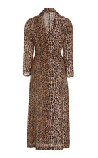 Rixo London Sienna Cheetah Print Button-Down Satin Midi Shirt Dress - House Of Huntington