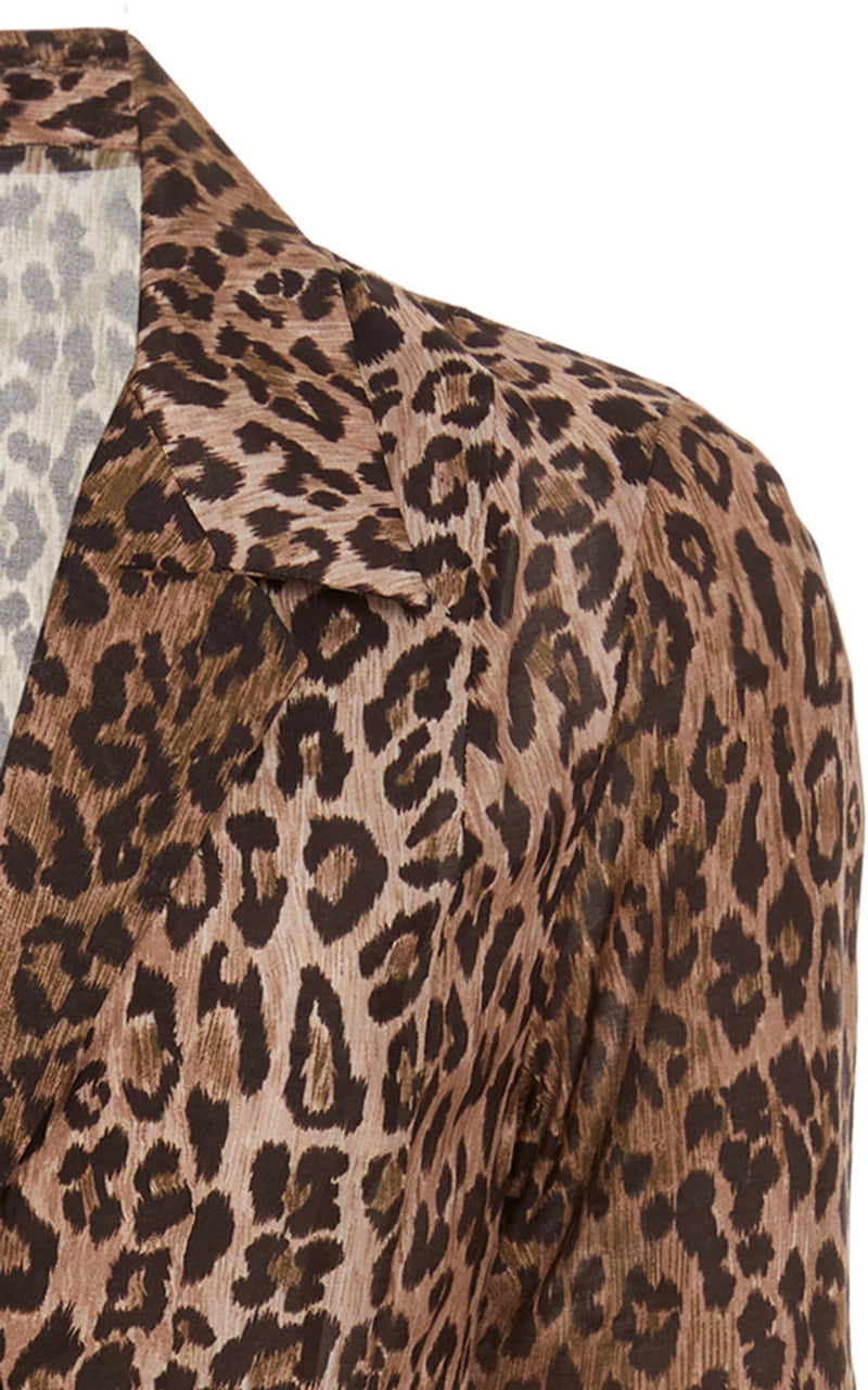 Rixo London Sienna Cheetah Print Button-Down Satin Midi Shirt Dress - House Of Huntington