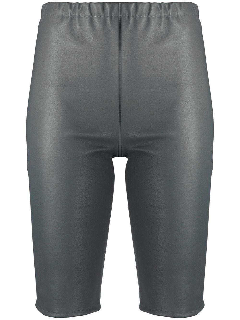DAVID KOMA Grey Leather Cycling Biker Shorts - House Of Huntington