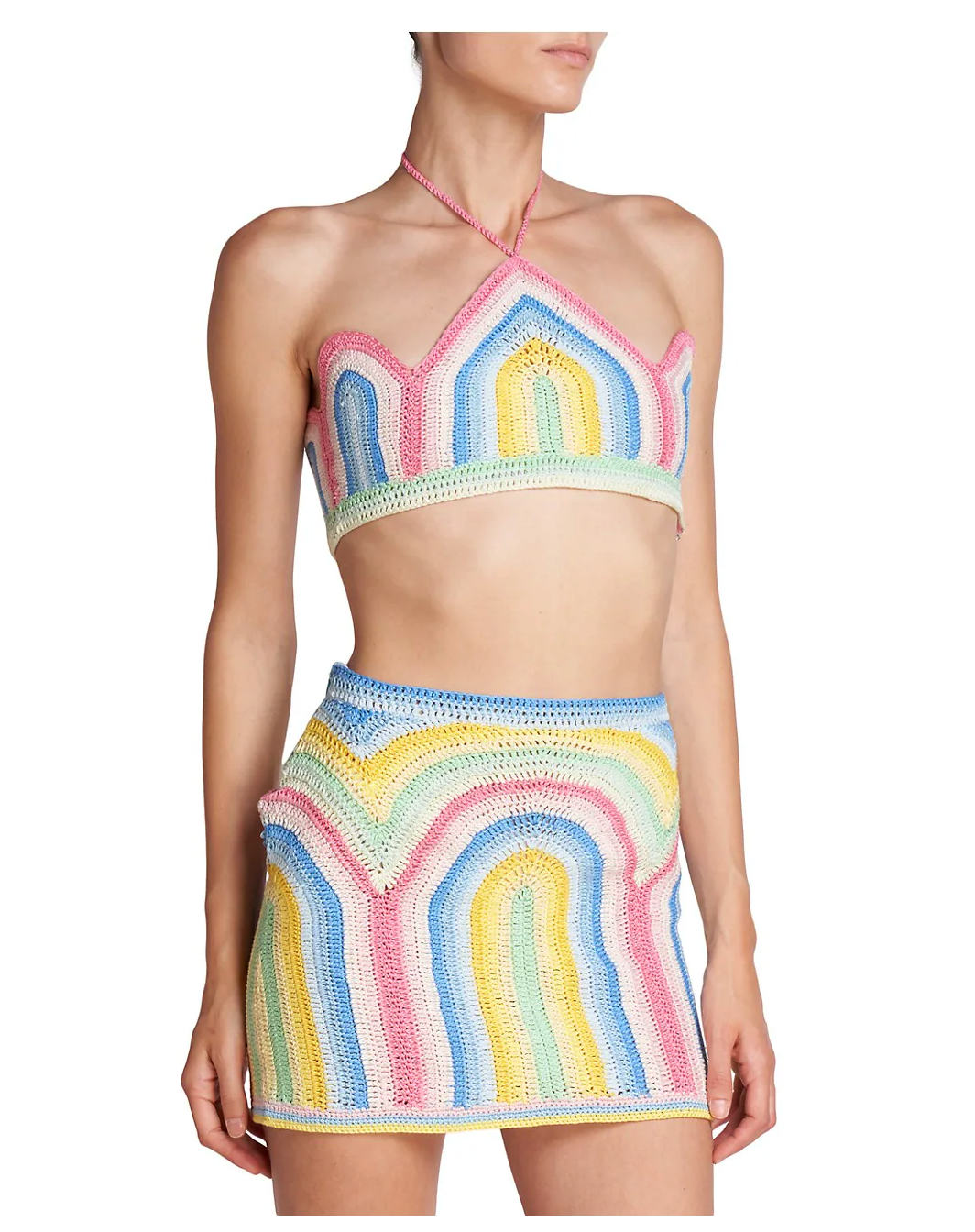 CASABLANCA Tennis Club Pastel Crochet Arch Gradient Top - House Of Huntington