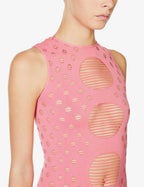MAISIE WILEN Perforated Pink Festival Rave Summer Mini Dress - House Of Huntington