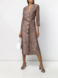Rixo London Sienna Cheetah Print Button-Down Satin Midi Shirt Dress - House Of Huntington