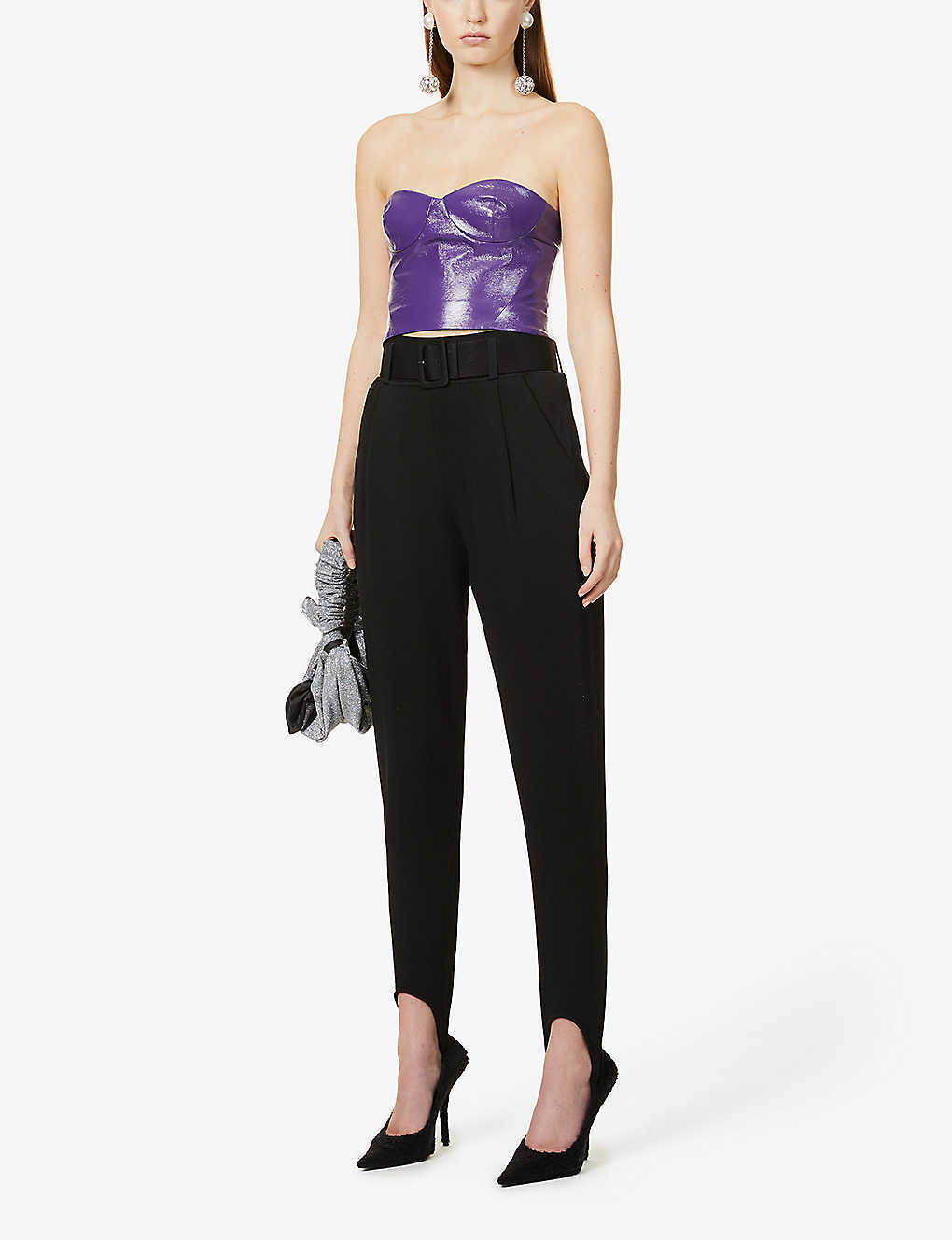 ROTATE Birger Christensen Vegan Leather Purple Nina Corset Top - House Of Huntington