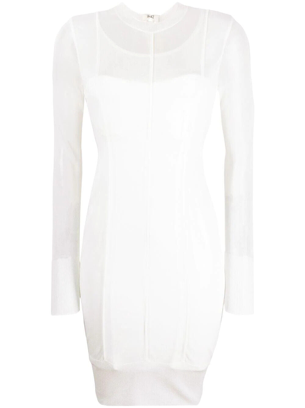 HERVE LEGER White Mesh Detail Ruched Bandage Bodycon Dress - House Of Huntington