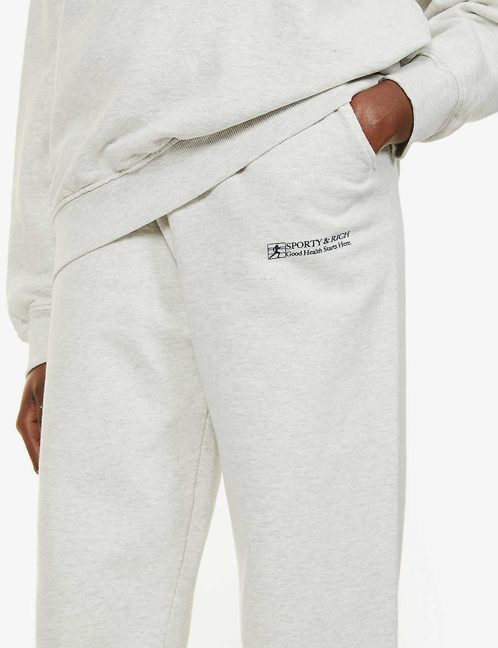 SPORTY & RICH Good Health Heather Grey Joggers - House Of Huntington
