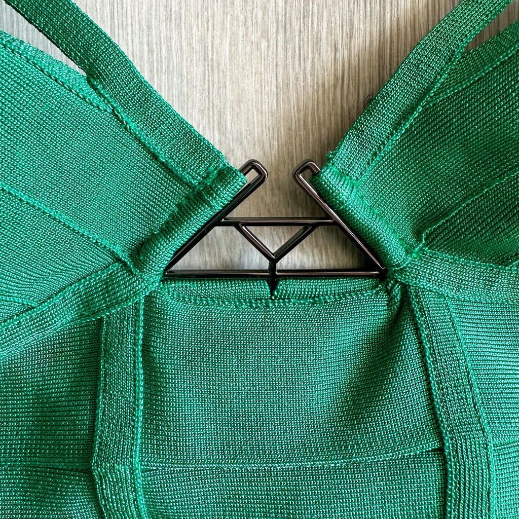 HERVE LEGER Emmalie Green Bandage Halterneck Club Party Swimsuit - House Of Huntington