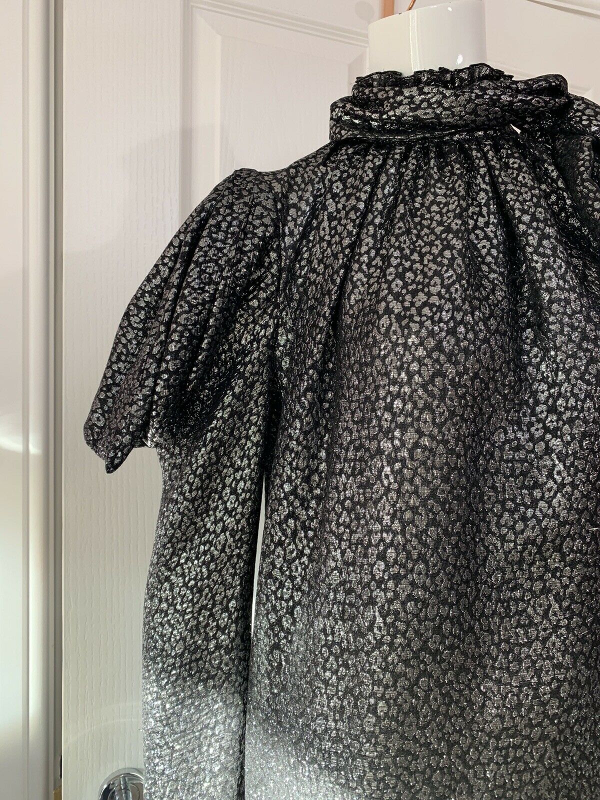 REDEMPTION Metallic Jacquard High Neck One Shoulder Dress - House Of Huntington