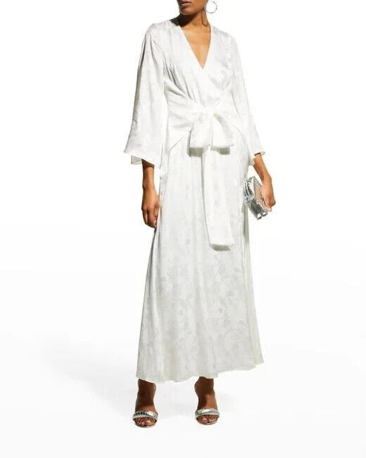 GALVAN LONDON Havana White Silk Blend Maxi Wrap Dress - House Of Huntington