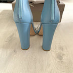 RACINE CARRÉE Studded Azure Blue Sandal Block High Heels - House Of Huntington