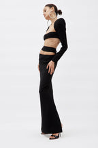 MONOT Black Cropped Cut Out Top - House Of Huntington