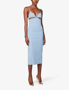 MOTHER OF ALL Jill Cut Out Stretch Woven Midi Light Blue Dress - House Of Huntington
