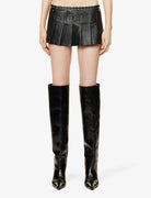 MIAOU Renn Low Rise Vegan Leather Pleated Eyelet Grunge Mini Skirt - House Of Huntington