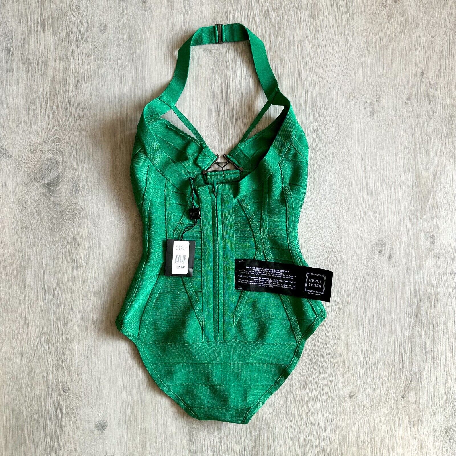 HERVE LEGER Emmalie Green Bandage Halterneck Club Party Swimsuit - House Of Huntington