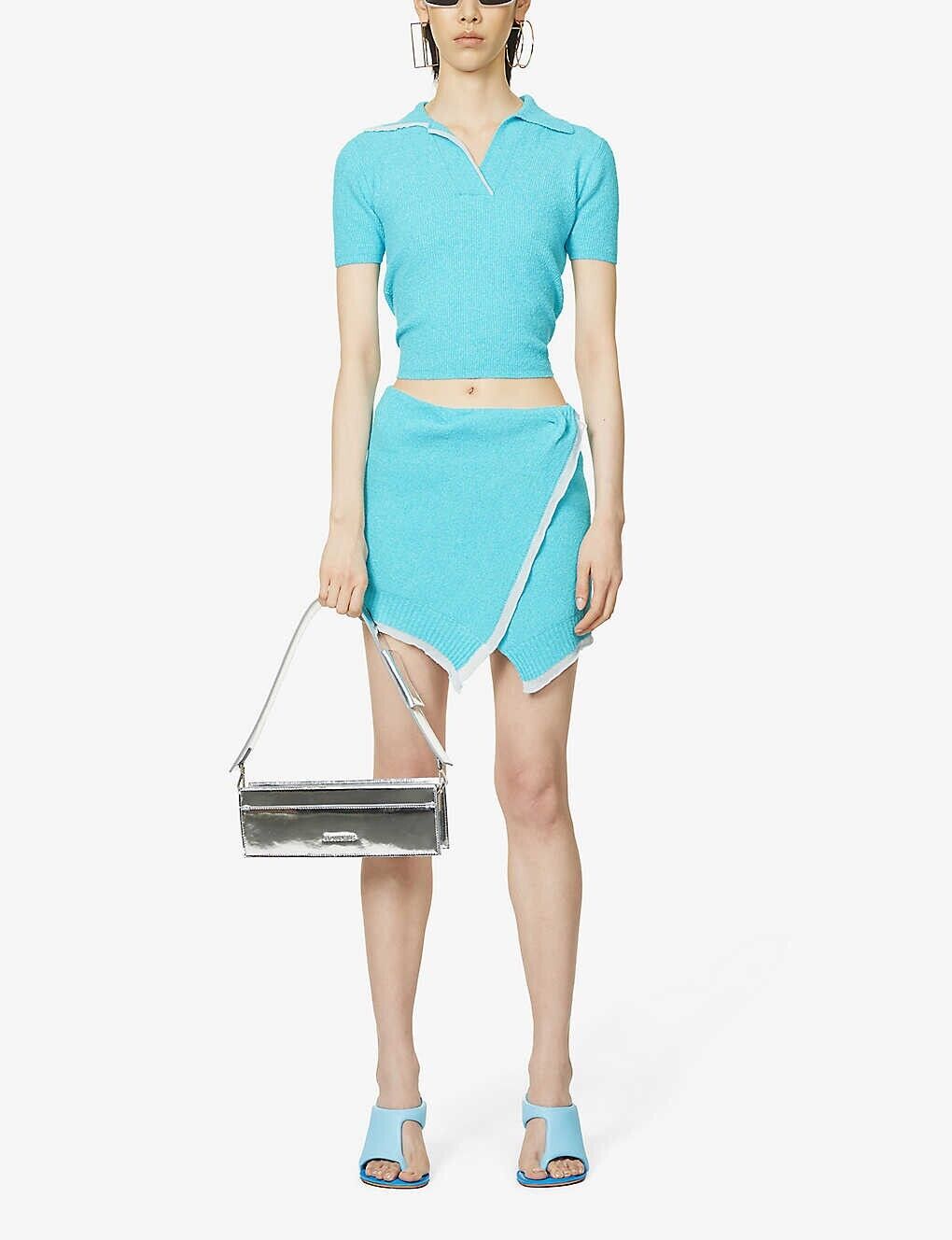 Jacquemus Asymmetric Draped Cotton Blend Mini Skirt - House Of Huntington