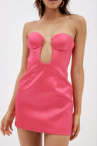 MAGDA BUTRYM Hot Bright Pink Bustier Cut Out Mini Dress - House Of Huntington