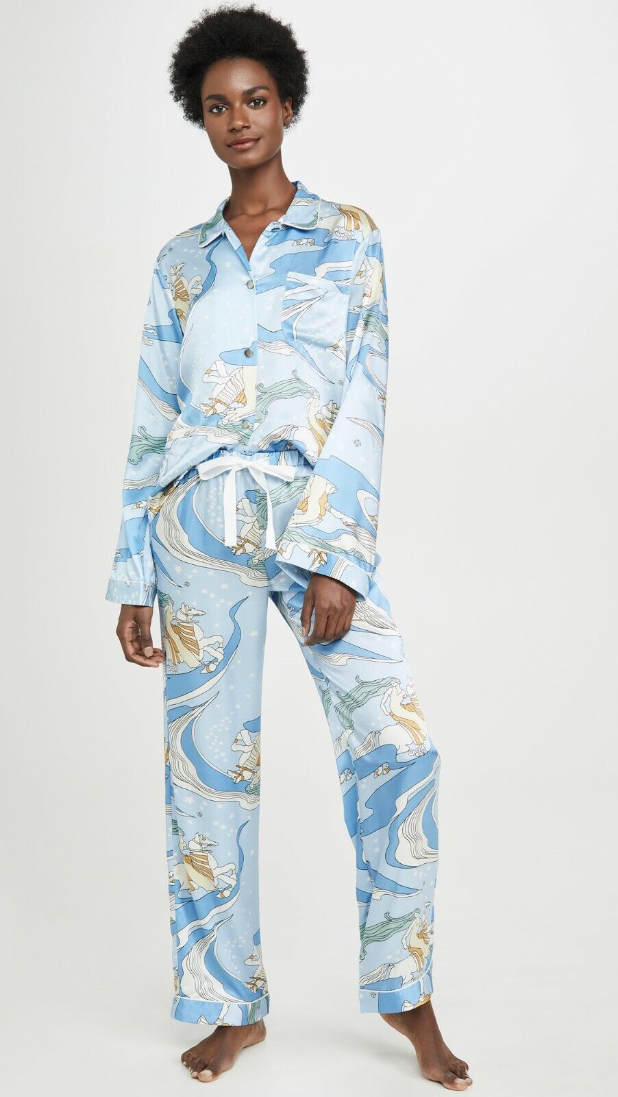 Morgan Lane Fairy Dust Silk Blend Fairy Dust Sky Print Pyjama Top - House Of Huntington